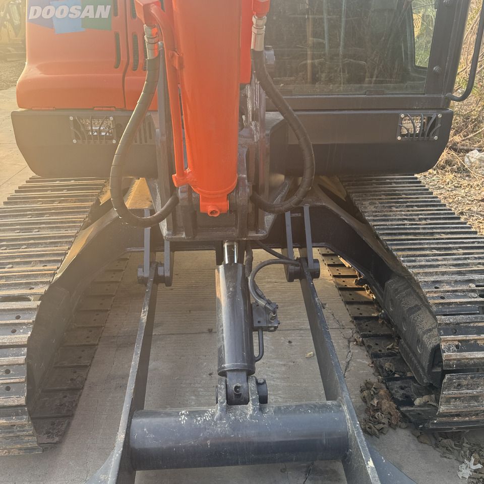 2023 Doosan DX60 mini excavator, rear view of blade and tracks