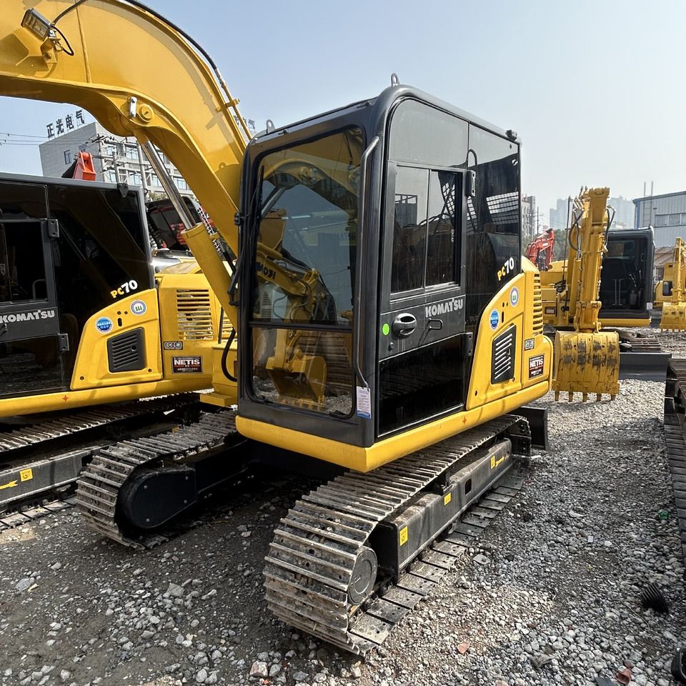 2024 Komatsu PC70-8 mini excavator, front three-quarter view