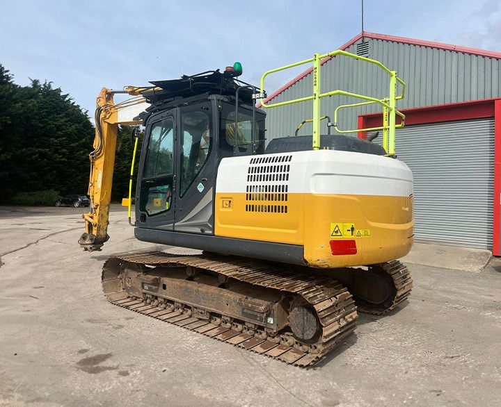 2021 Kobelco SK130LC-11 crawler excavator, rear three-quarter view 2021 Kobelco SK130LC-11 crawler excavator, rear three-quarter view