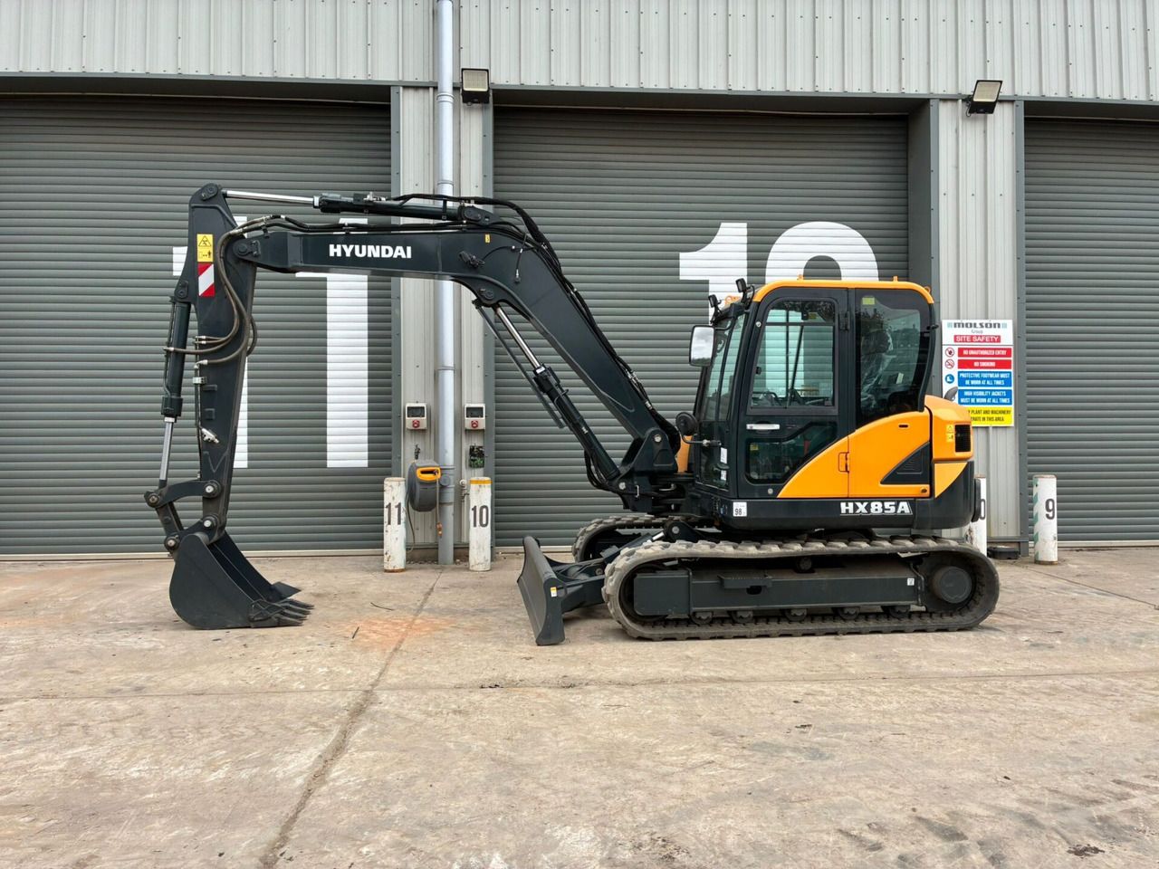 2023 Hyundai HX85A mini excavator, side view 2023 Hyundai HX85A mini excavator, side view