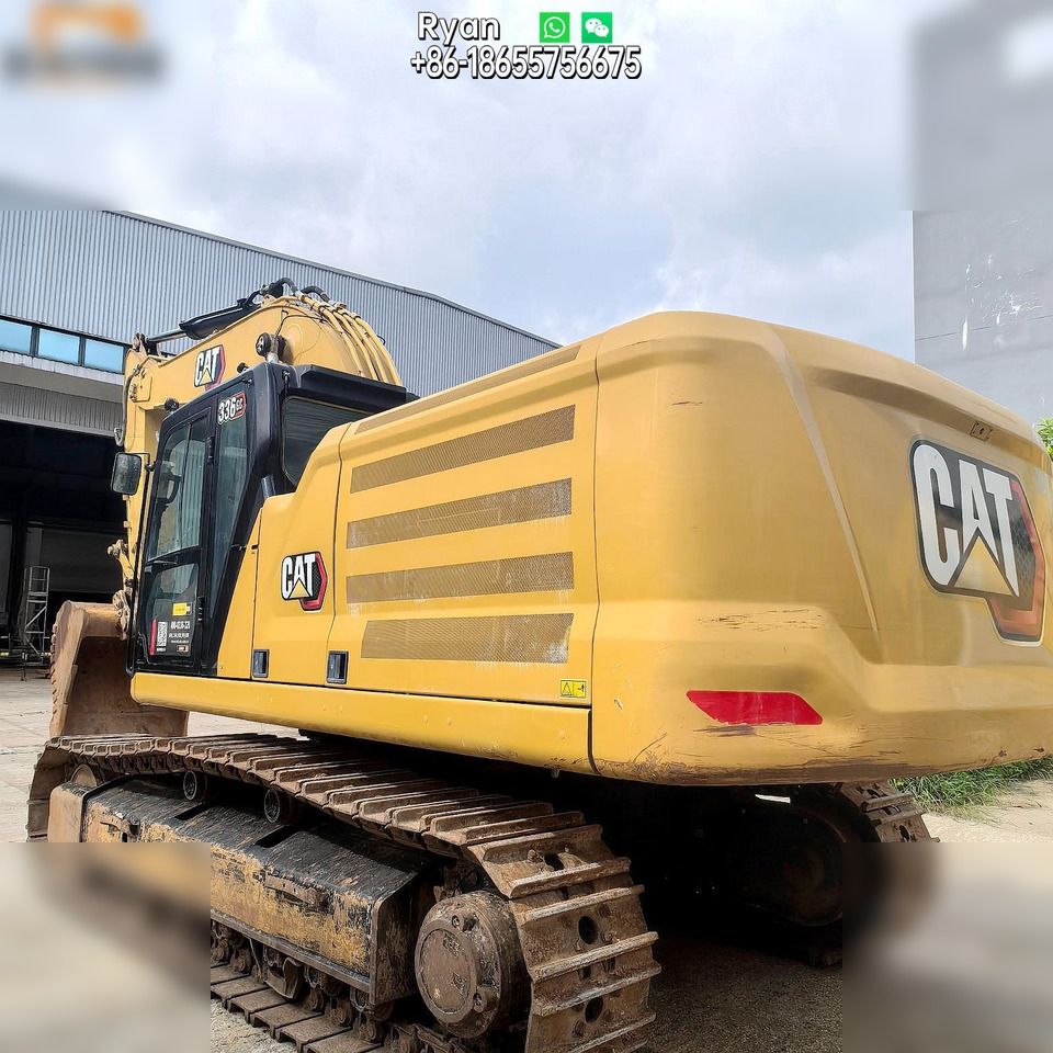 2022 Caterpillar 336GC crawler excavator, rear three-quarter view