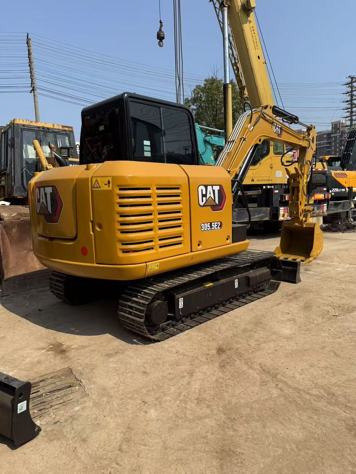 2020 Caterpillar 305.5E2 mini excavator, rear three-quarter view