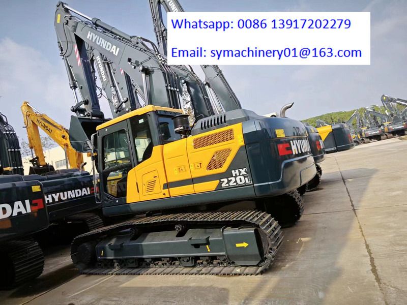 2025 Hyundai HX220L crawler excavator, rear three-quarter view 2025 Hyundai HX220L crawler excavator, rear three-quarter view