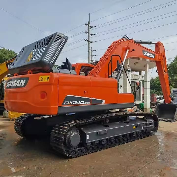 2024 Doosan DX340LC-9C crawler excavator, rear three-quarter view