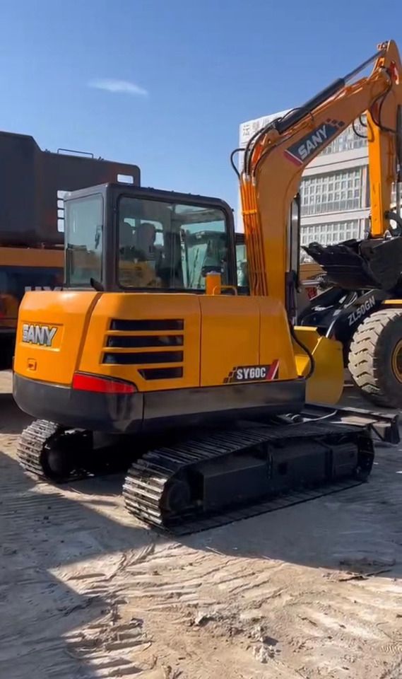 2020 Sany SY60C mini excavator, rear three-quarter view