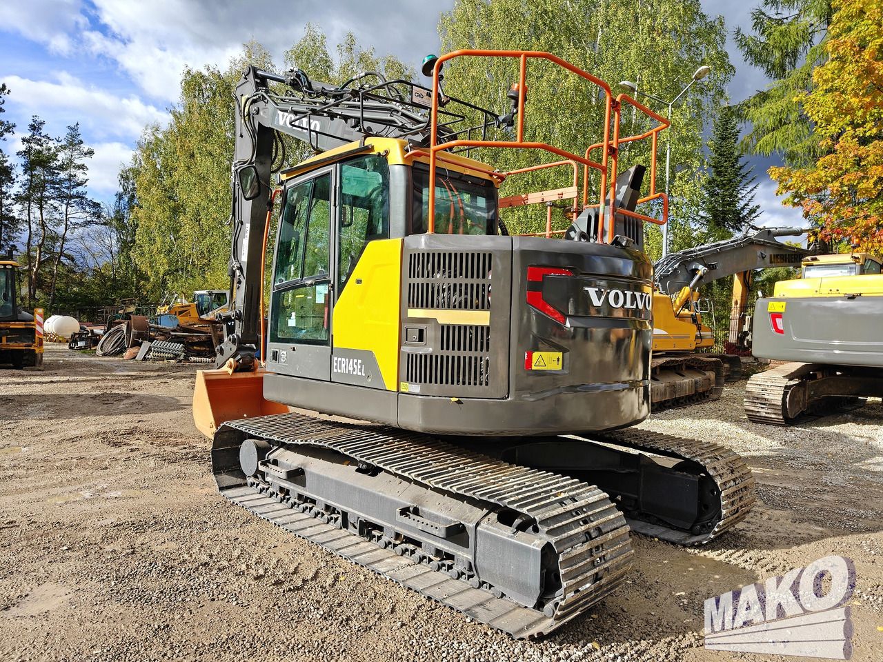 2018 Volvo ECR145EL crawler excavator, rear three-quarter view 2018 Volvo ECR145EL crawler excavator, rear three-quarter view