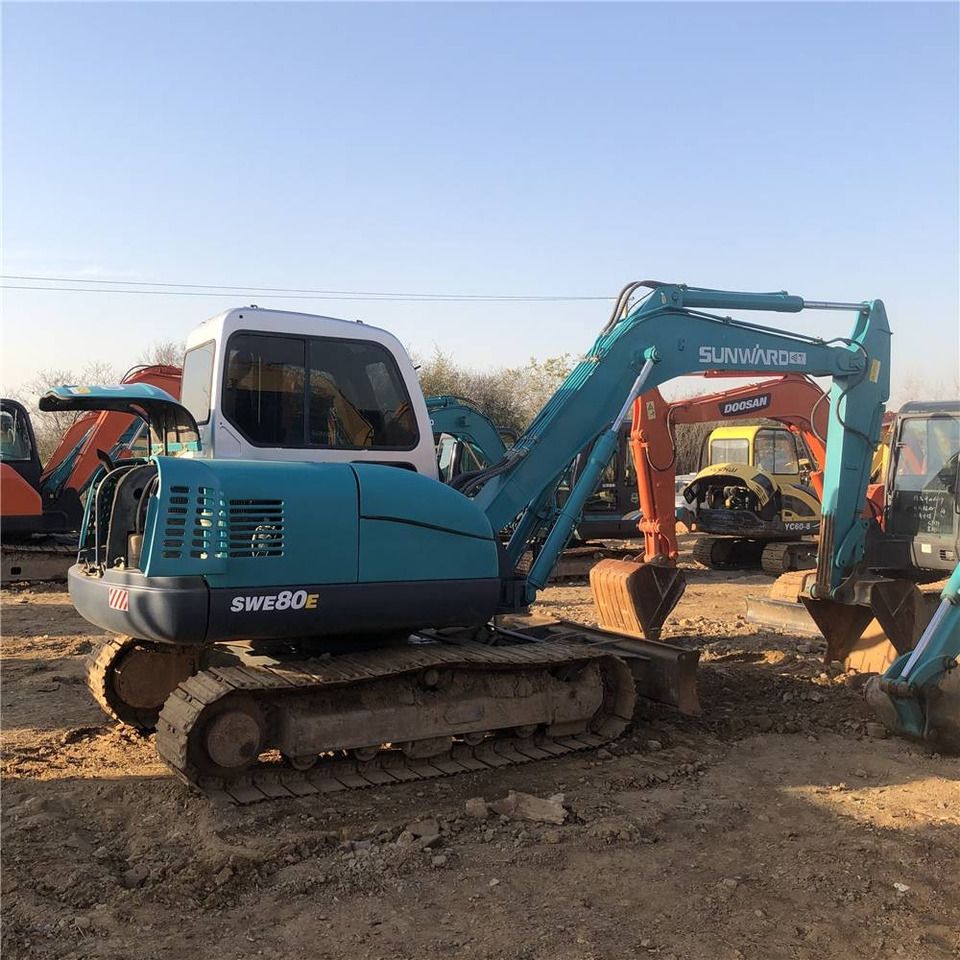 2024 Sunward SWE80E mini excavator, rear three-quarter view