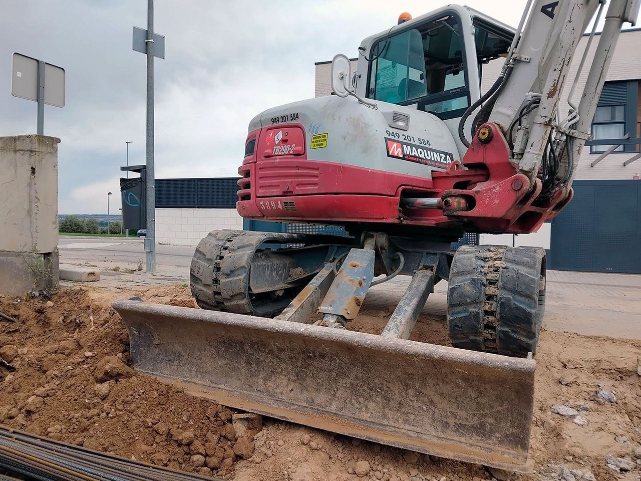 2019 Takeuchi TB290-2 mini excavator, front view with blade