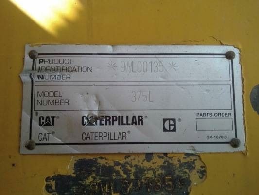 2001 Caterpillar 375ME crawler excavator identification plate 2001 Caterpillar 375ME crawler excavator identification plate
