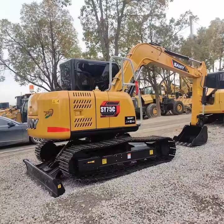 2024 Sany SY75C mini excavator, rear three-quarter view
