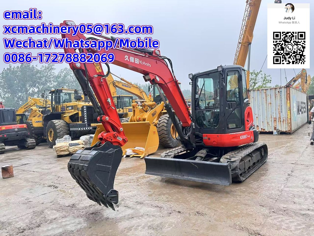 2024 Kubota KX057-4 mini excavator, front three-quarter view