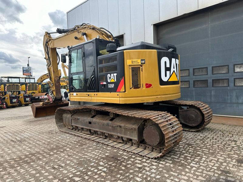 2016 Caterpillar 335F LCR crawler excavator, rear three-quarter view