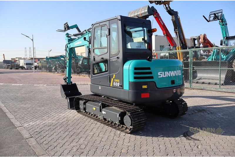 2026 Sunward SWE60E mini excavator, rear three-quarter view 2026 Sunward SWE60E mini excavator, rear three-quarter view