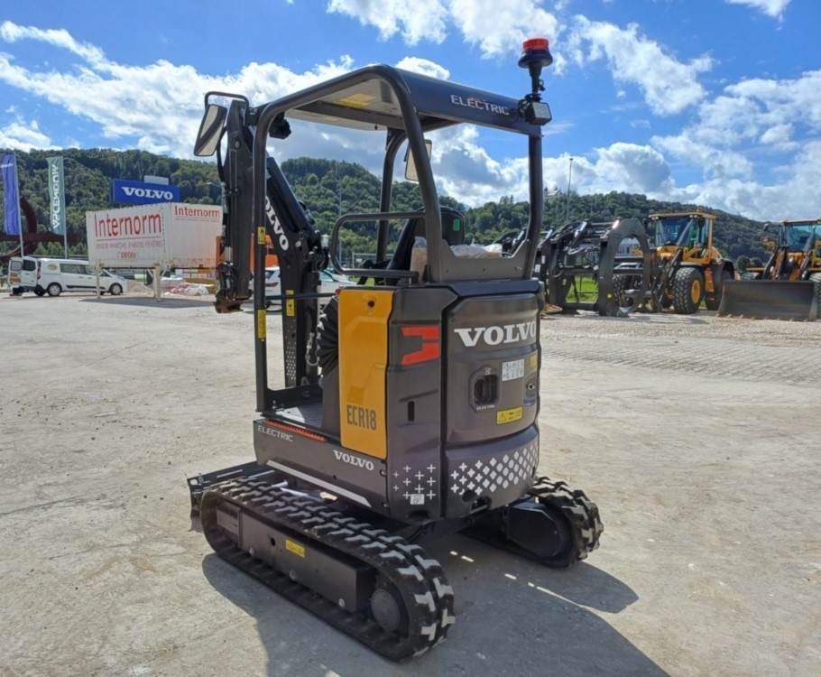 2022 Volvo ECR18 Electric mini excavator, rear three-quarter view