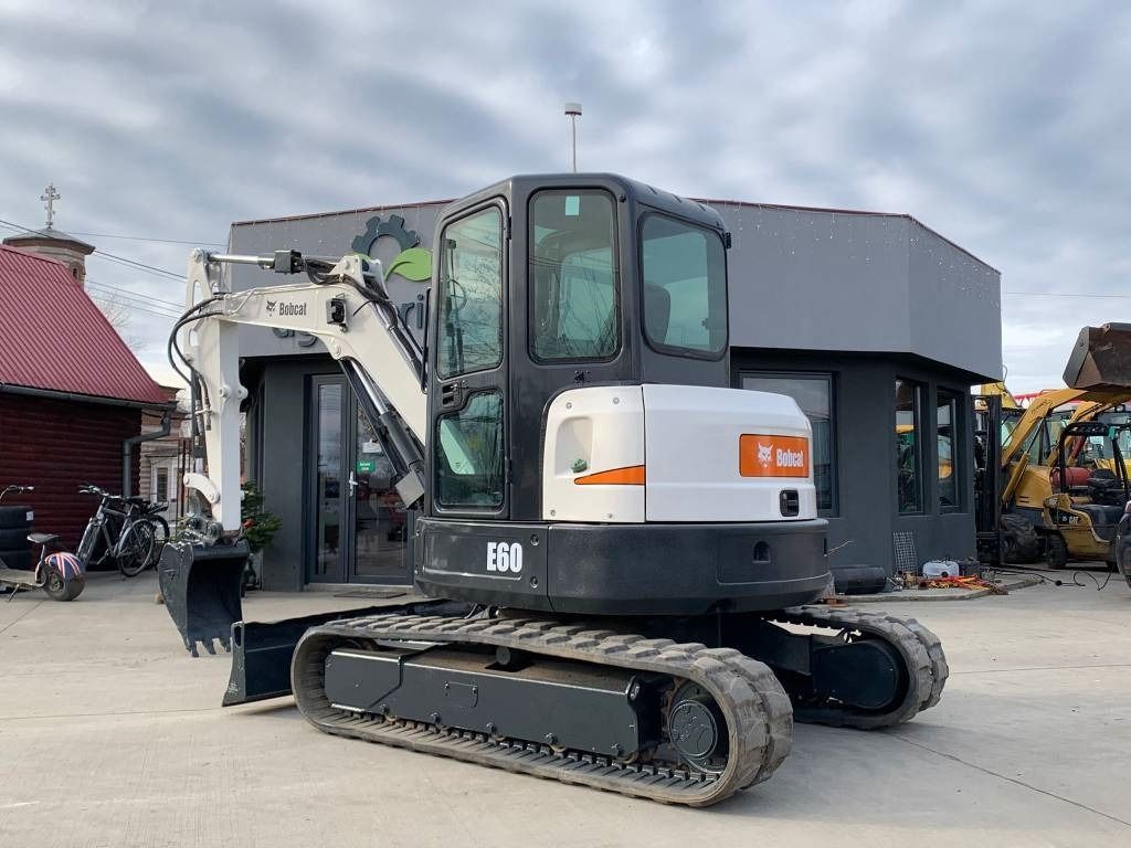 2012 Bobcat E60 mini excavator, rear three-quarter view