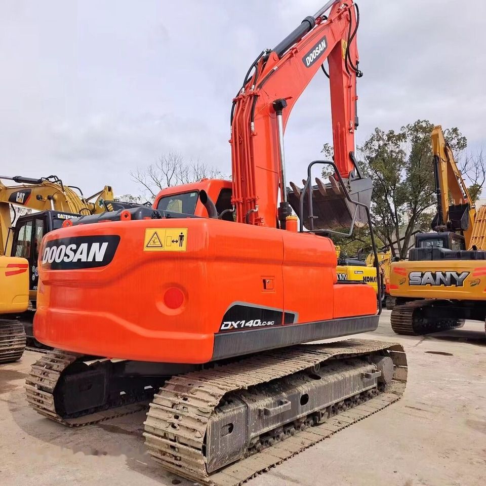 Doosan DX140LC-9C crawler excavator, rear three-quarter view