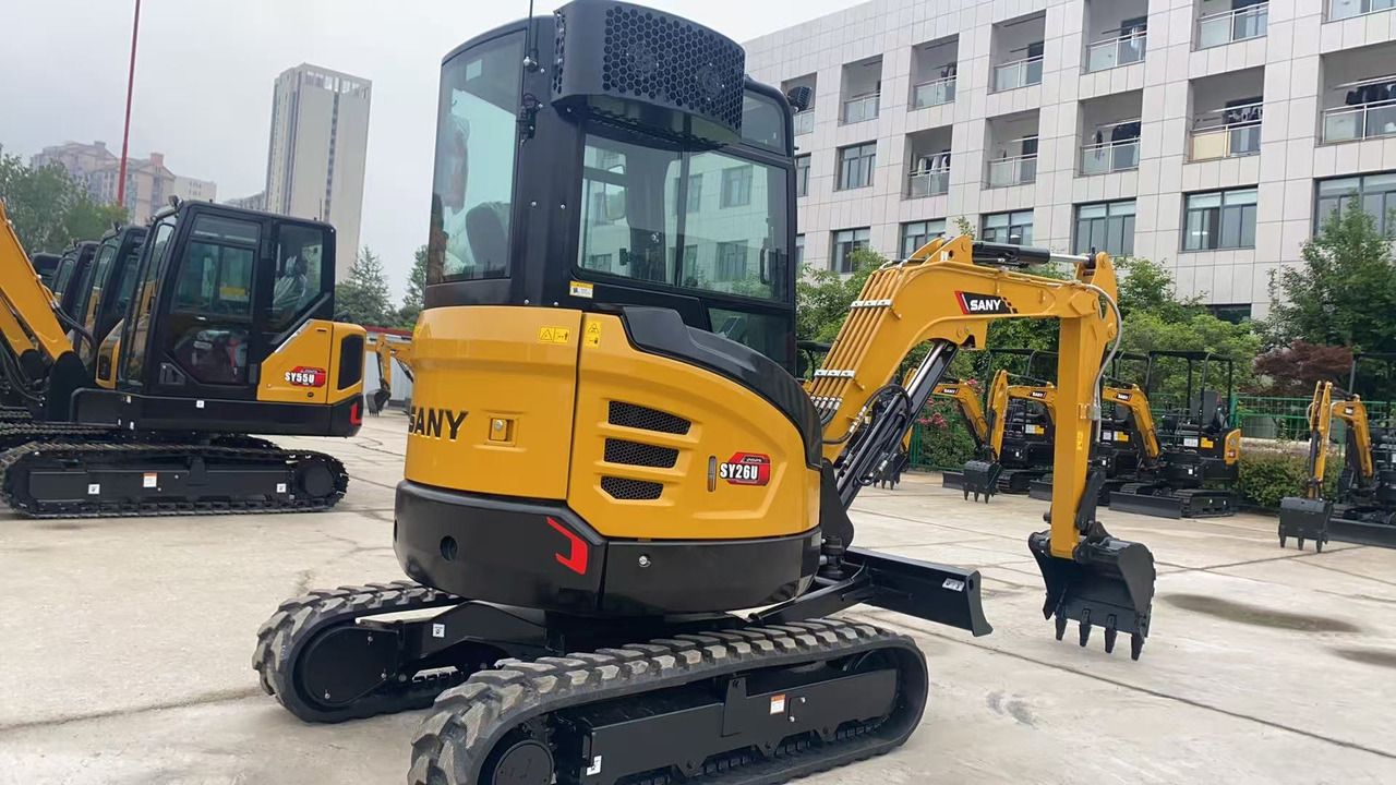 2021 Sany SY26U mini excavator, rear three-quarter view