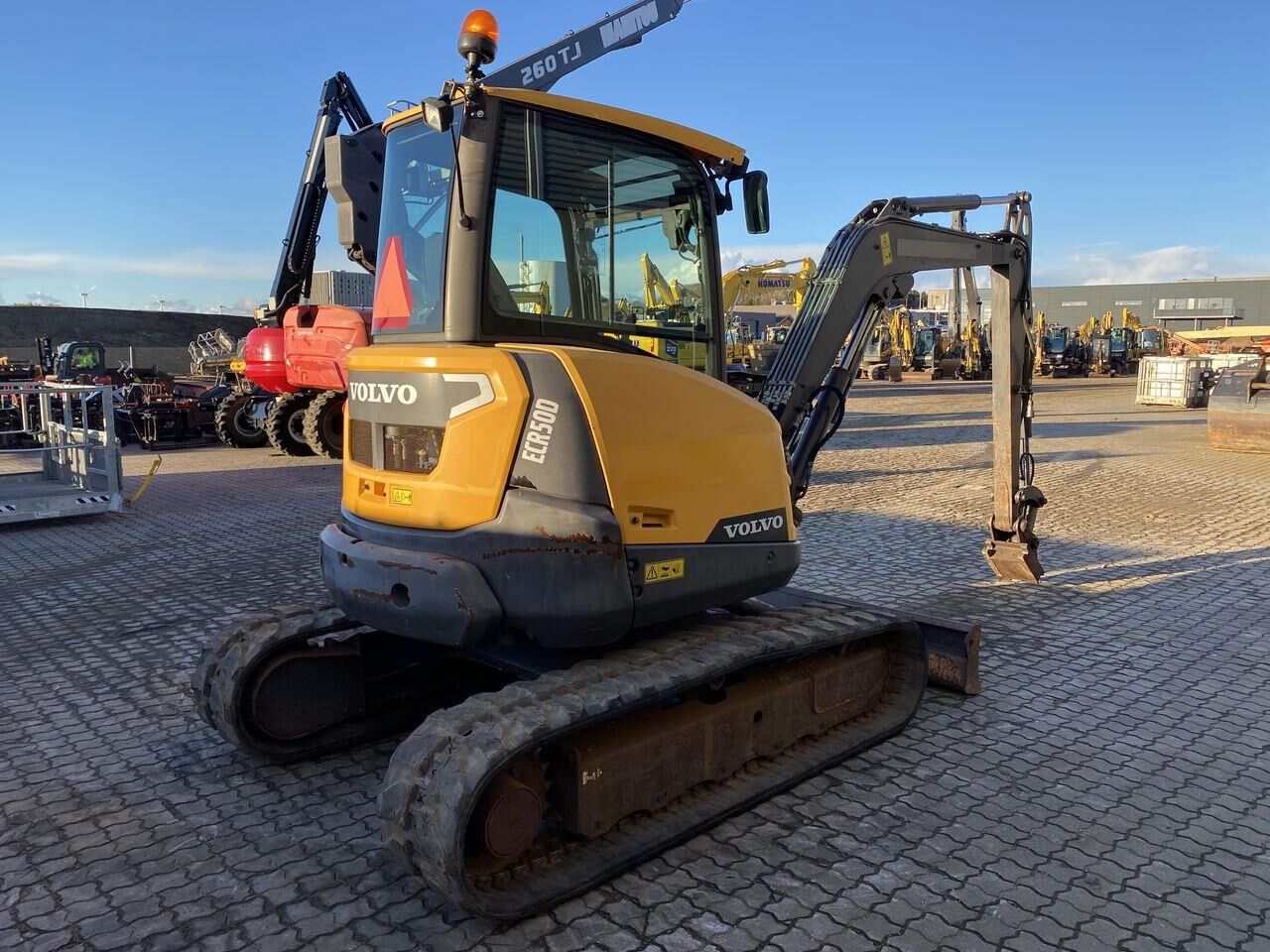 2015 Volvo ECR50D mini excavator, rear three-quarter view