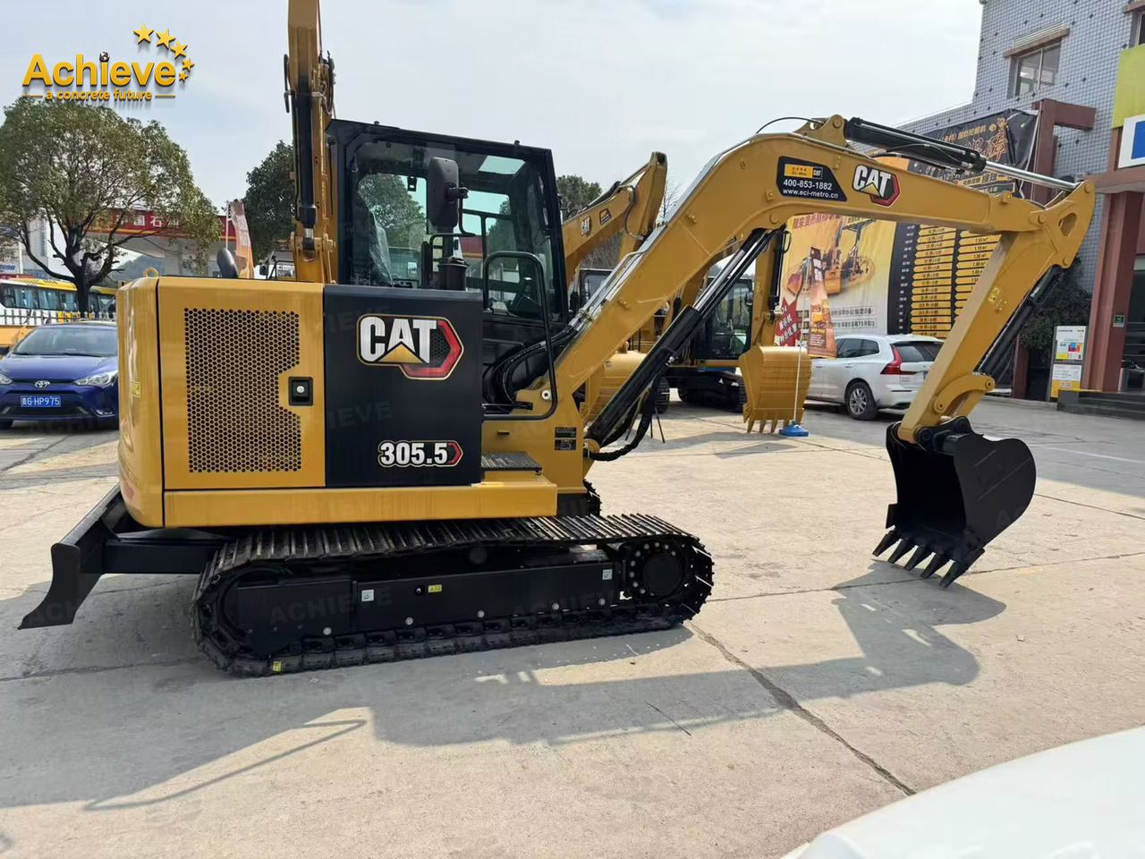 Caterpillar 305.5E2 mini excavator, side view