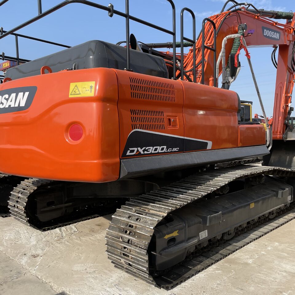 Doosan DX300LC-9C crawler excavator, rear three-quarter view Doosan DX300LC-9C crawler excavator, rear three-quarter view