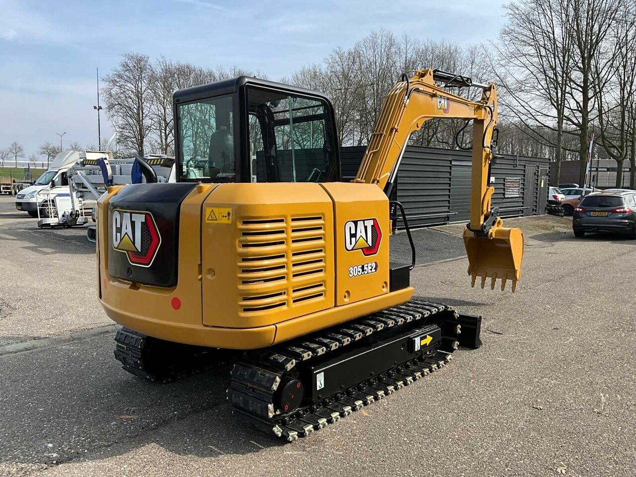 2017 Caterpillar 305.5E2 mini excavator, rear three-quarter view 2017 Caterpillar 305.5E2 mini excavator, rear three-quarter view