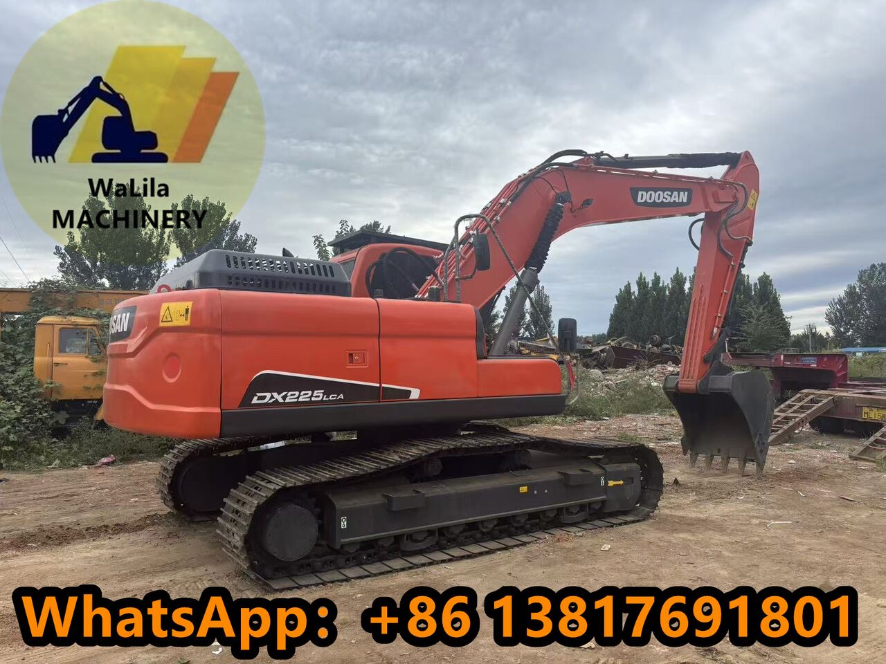 2024 Doosan DX225LCA crawler excavator, rear three-quarter view 2024 Doosan DX225LCA crawler excavator, rear three-quarter view
