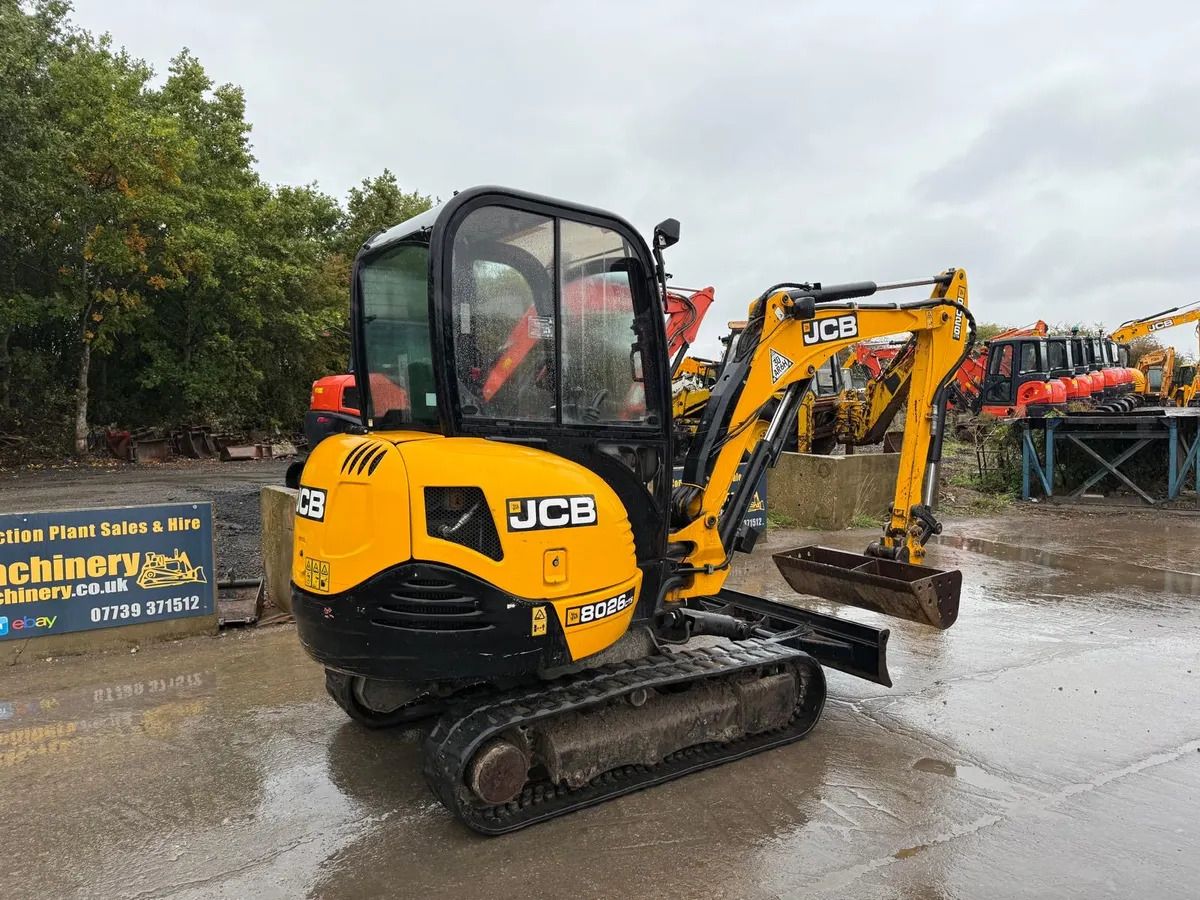 2017 JCB 8026CTS mini excavator, rear three-quarter view 2017 JCB 8026CTS mini excavator, rear three-quarter view