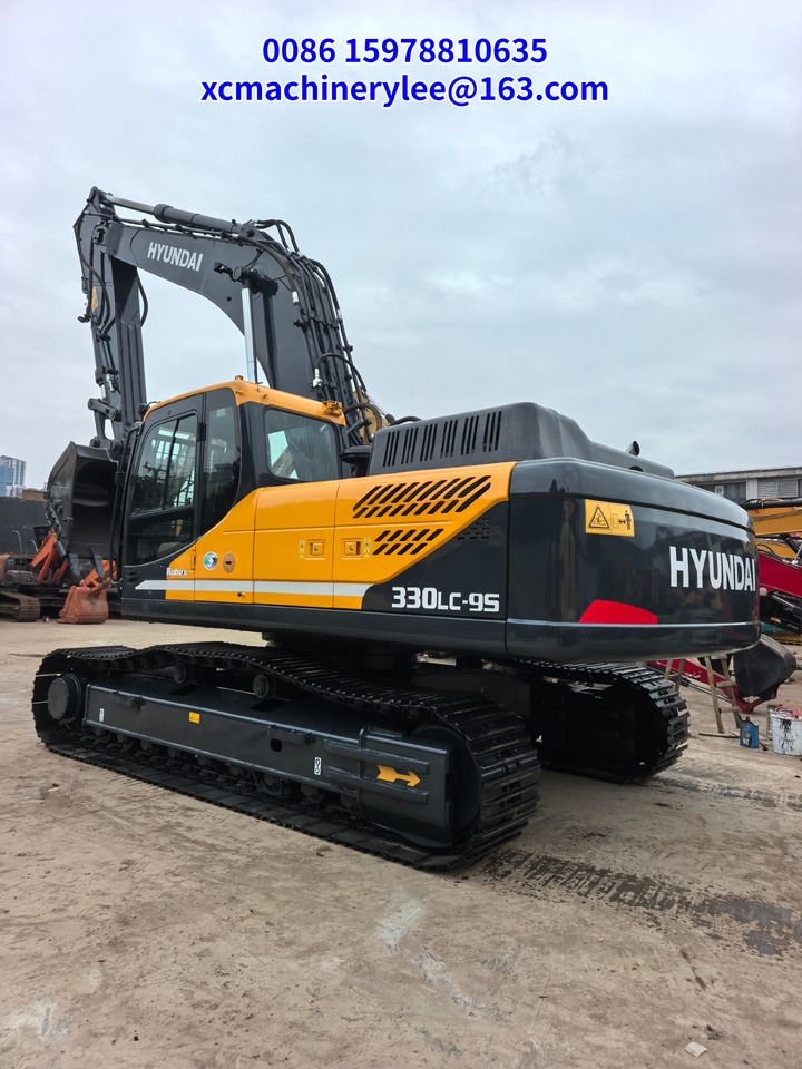 2022 Hyundai 330LC-9 crawler excavator, rear three-quarter view 2022 Hyundai 330LC-9 crawler excavator, rear three-quarter view