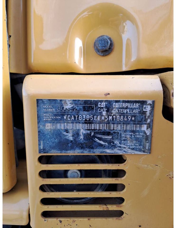 2019 Caterpillar 305E2 excavator identification plate