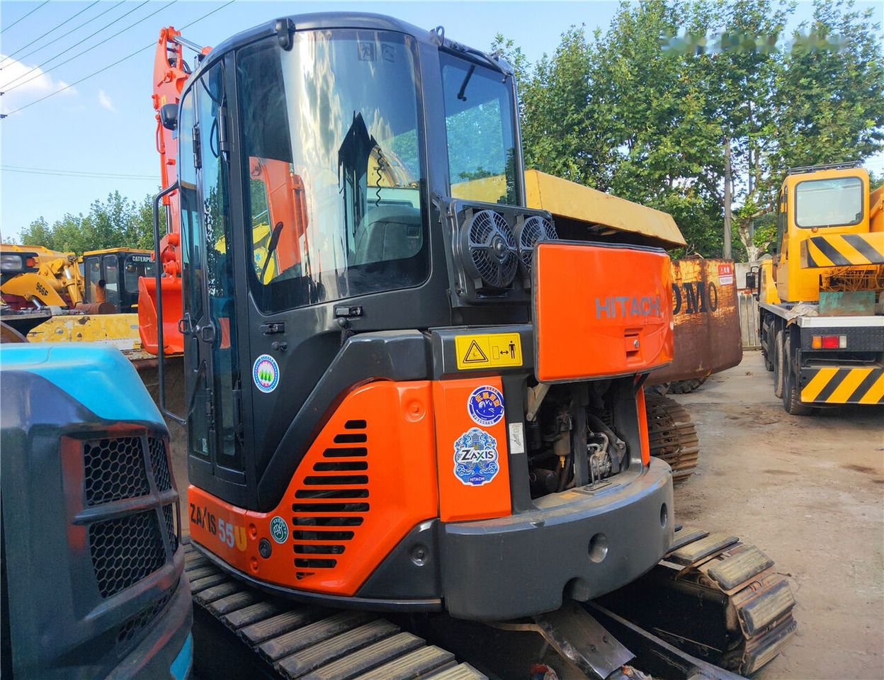 2019 Hitachi Zaxis 55U mini excavator, rear three-quarter view