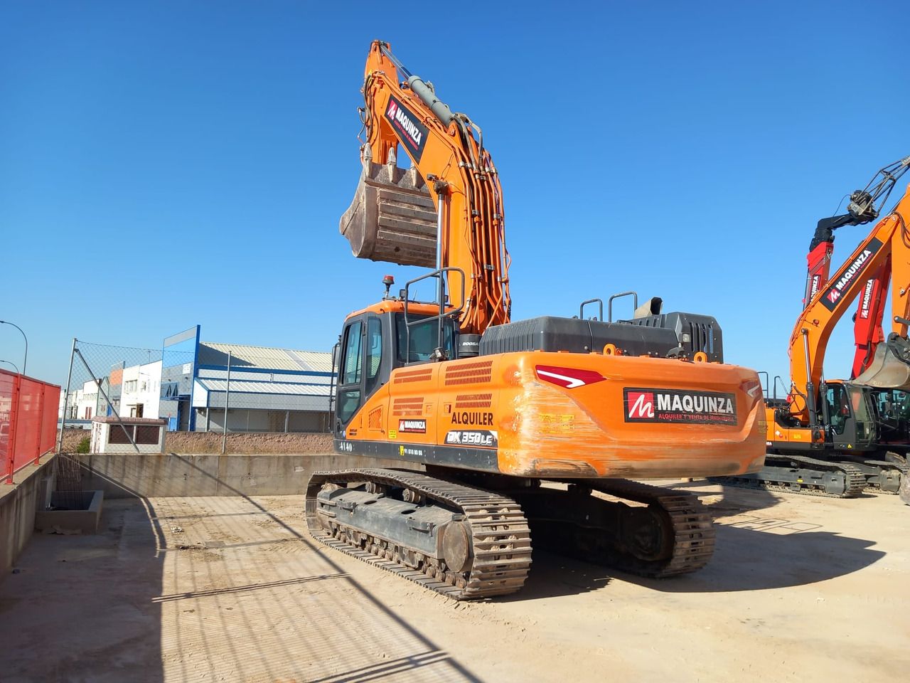 2021 Doosan DX350LC-7 crawler excavator, rear three-quarter view