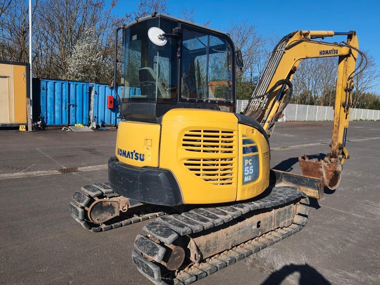 2016 Komatsu PC55MR-3 mini excavator, rear three-quarter view 2016 Komatsu PC55MR-3 mini excavator, rear three-quarter view