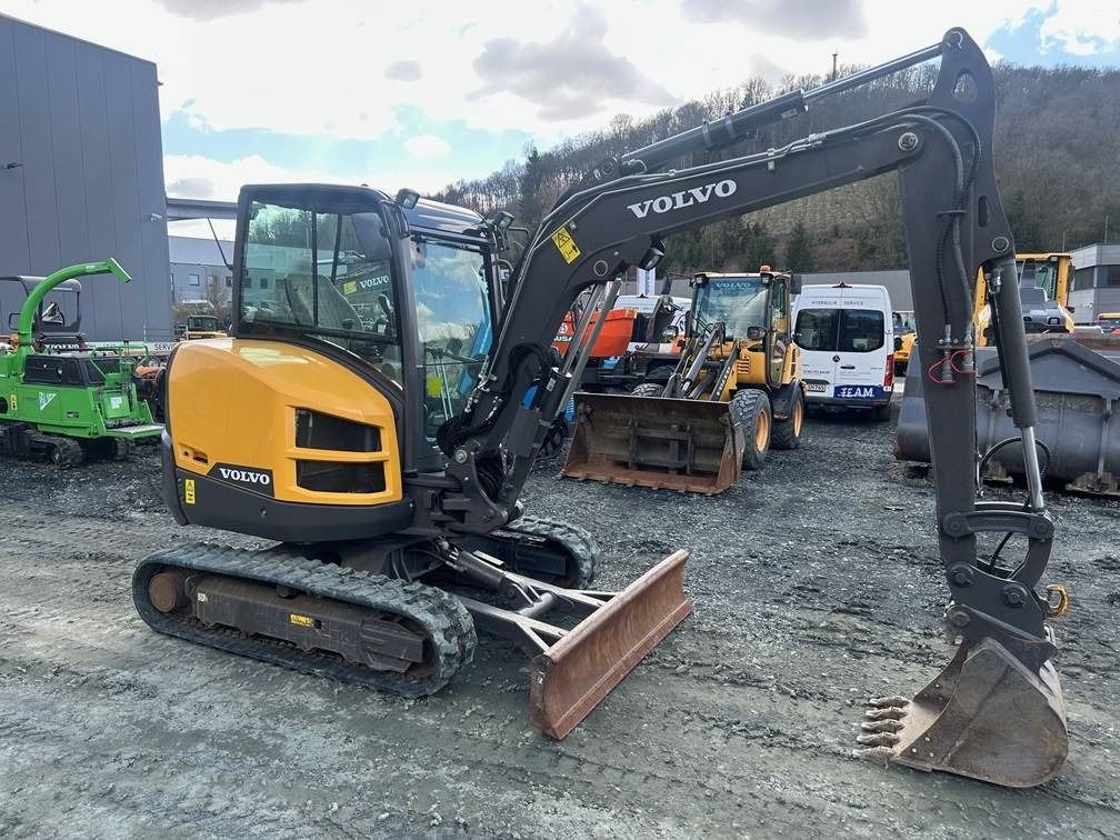 2022 Volvo EC35D mini excavator, front three-quarter view
