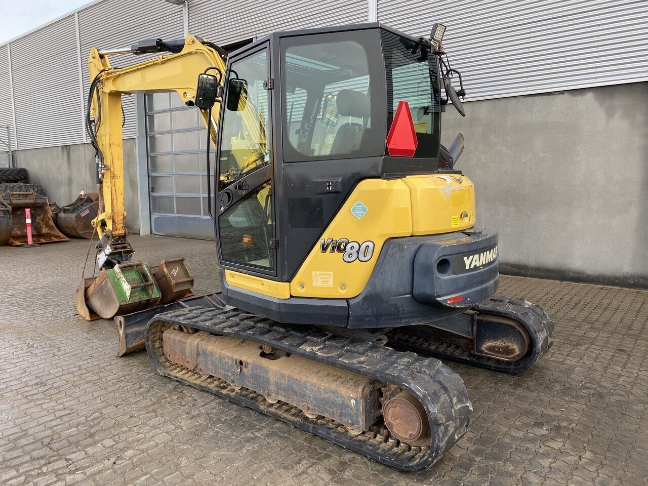2017 Yanmar VIO80-1A mini excavator, rear three-quarter view