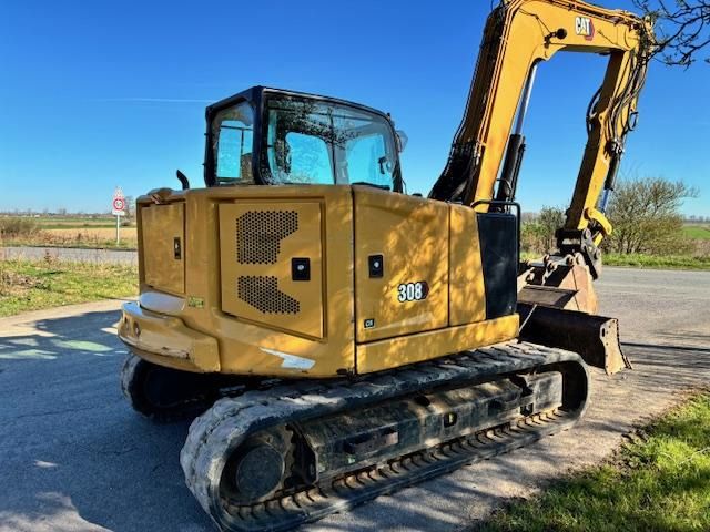 2021 Caterpillar 308 mini excavator rear three-quarter view 2021 Caterpillar 308 mini excavator rear three-quarter view