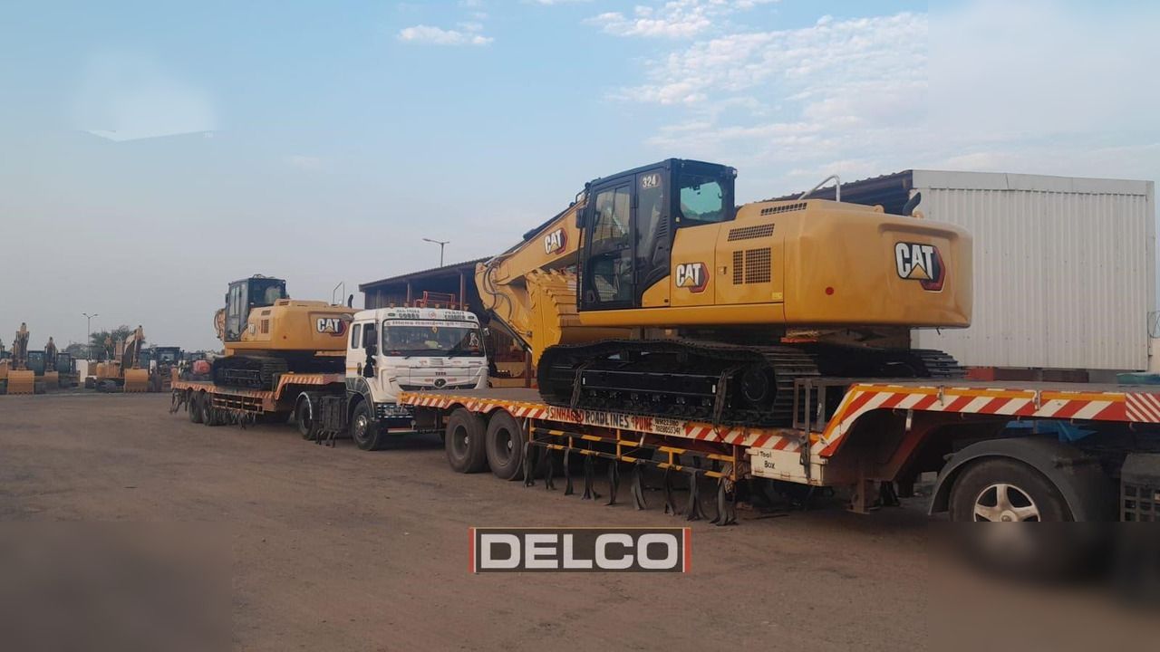 2026 Caterpillar 324 crawler excavator, rear three-quarter view