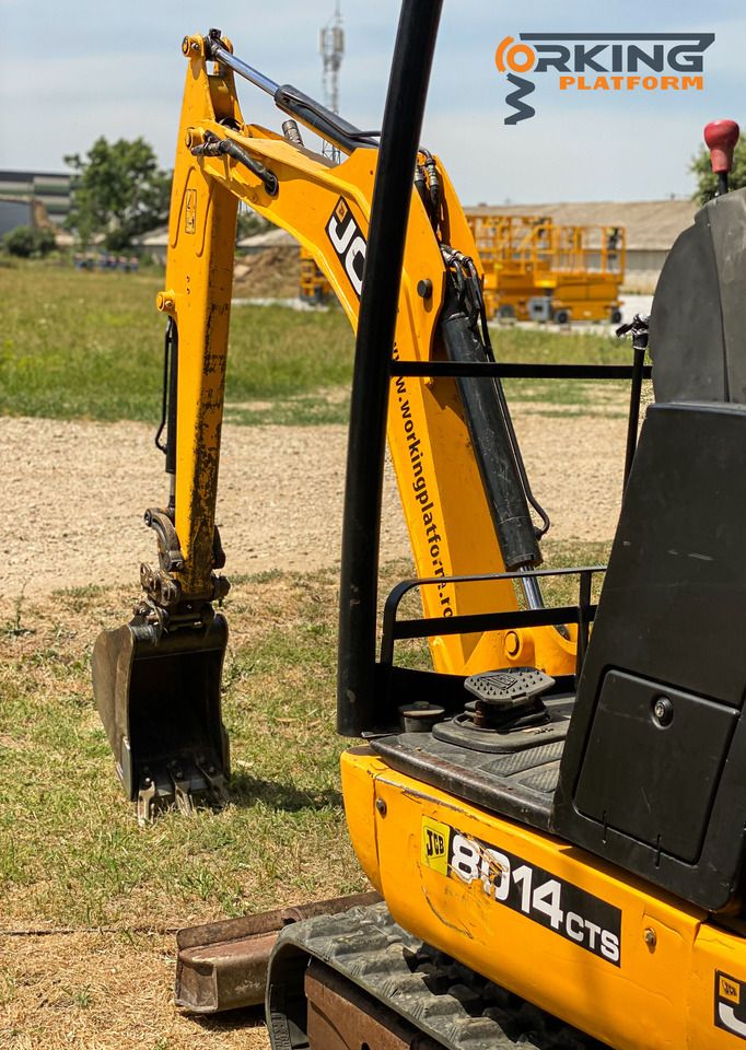 JCB 8014 CTS mini excavator, side view of boom and cab