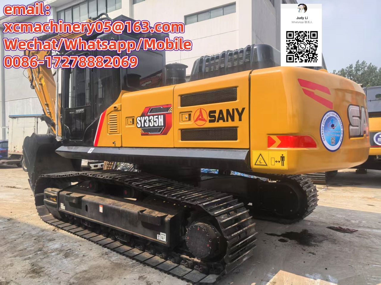 2023 Sany SY335H excavator, rear three-quarter view