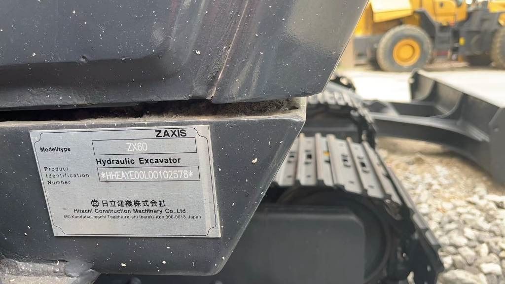 2023 Hitachi ZX60 mini excavator identification plate 2023 Hitachi ZX60 mini excavator identification plate