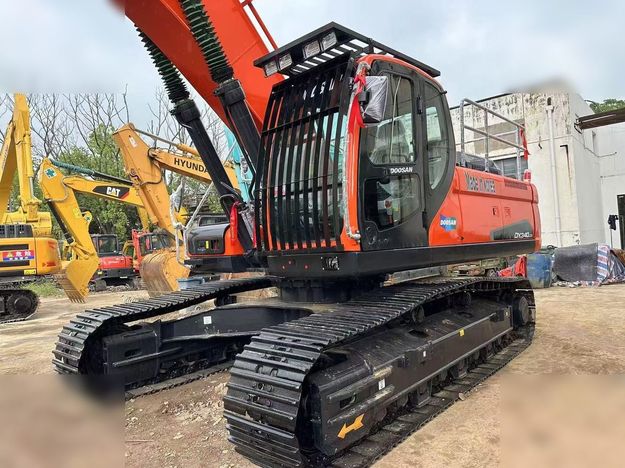 2020 Doosan DX340LC crawler excavator, front three-quarter view