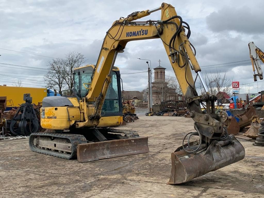 2008 Komatsu PC88MR6 mini excavator, front three-quarter view