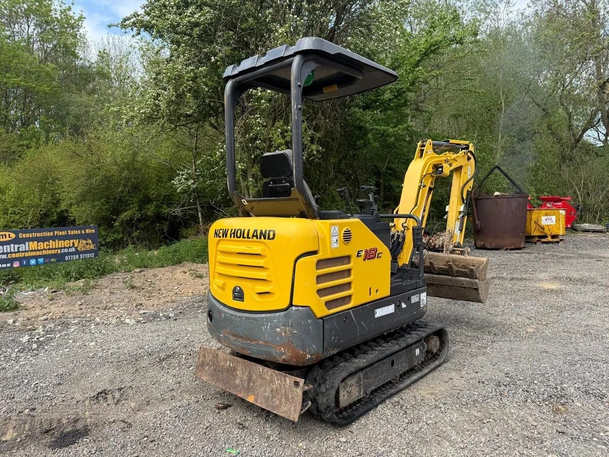 2018 New Holland E18C mini excavator, rear three-quarter view 2018 New Holland E18C mini excavator, rear three-quarter view