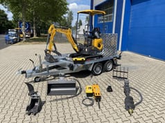Berger Kraus BK1000JSR mini excavator on trailer with attachments Berger Kraus BK1000JSR mini excavator on trailer with attachments