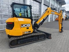 2022 JCB 60C-2 mini excavator, rear three-quarter view