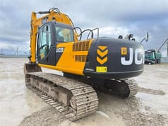 2010 JCB JS220LC crawler excavator, rear three-quarter view