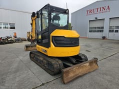 2017 JCB 57C-1 mini excavator, rear three-quarter view