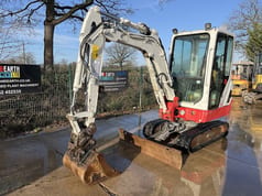 2020 Takeuchi TB225 mini excavator, front three-quarter view