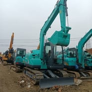 2023 Kobelco SK75-8 mini excavator, front three-quarter view