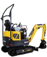 2026 Shantui SE12 mini excavator, rear three-quarter view