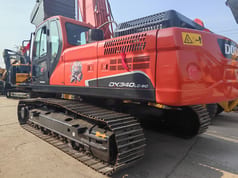 2025 Doosan DX340LC-9C crawler excavator, rear three-quarter view